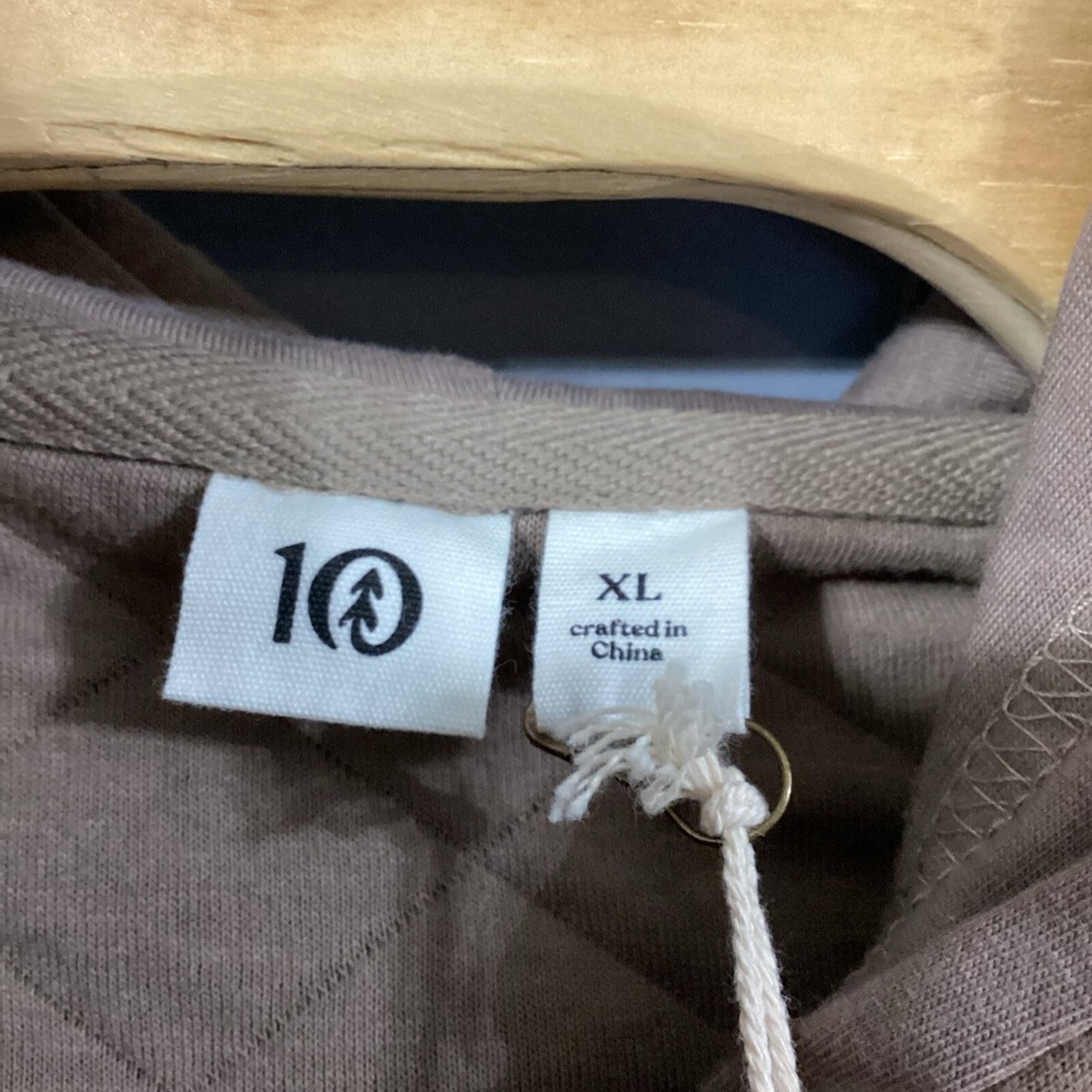 tentree W Quilted Hoodie Fossil Brown Cropped Sweatshirt XL TCW5388-2764 NEW - Picture 4 of 5